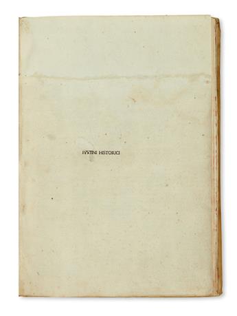 INCUNABULA  JUSTINUS, MARCUS JUNIANUS. Epitome in Trogi Pompeii historias.  After 1489-90